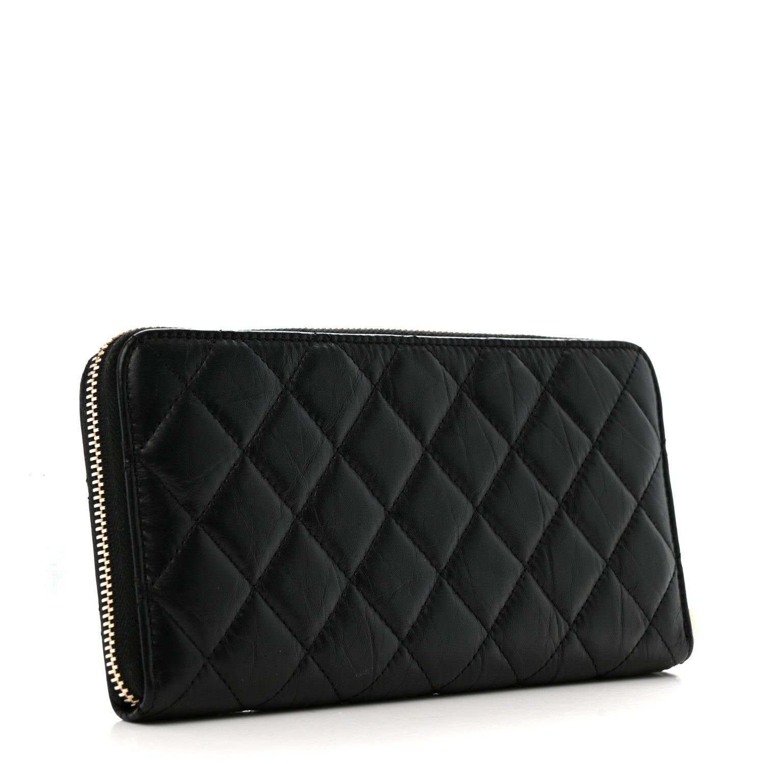 Aged Calfskin Quilted Lucky Charms 2.55 Reissue Zip Around Wallet Black