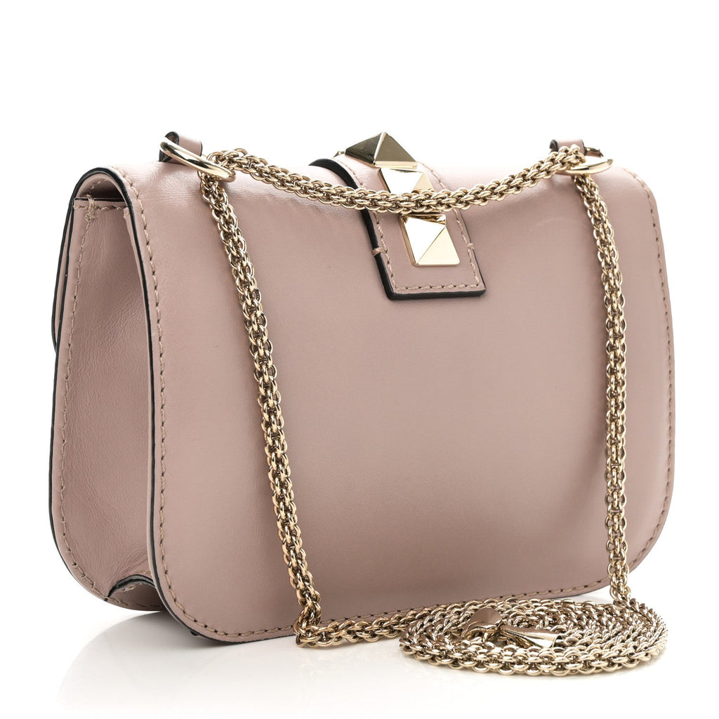 Vitello Small Glam Lock Rockstud Flap Poudre