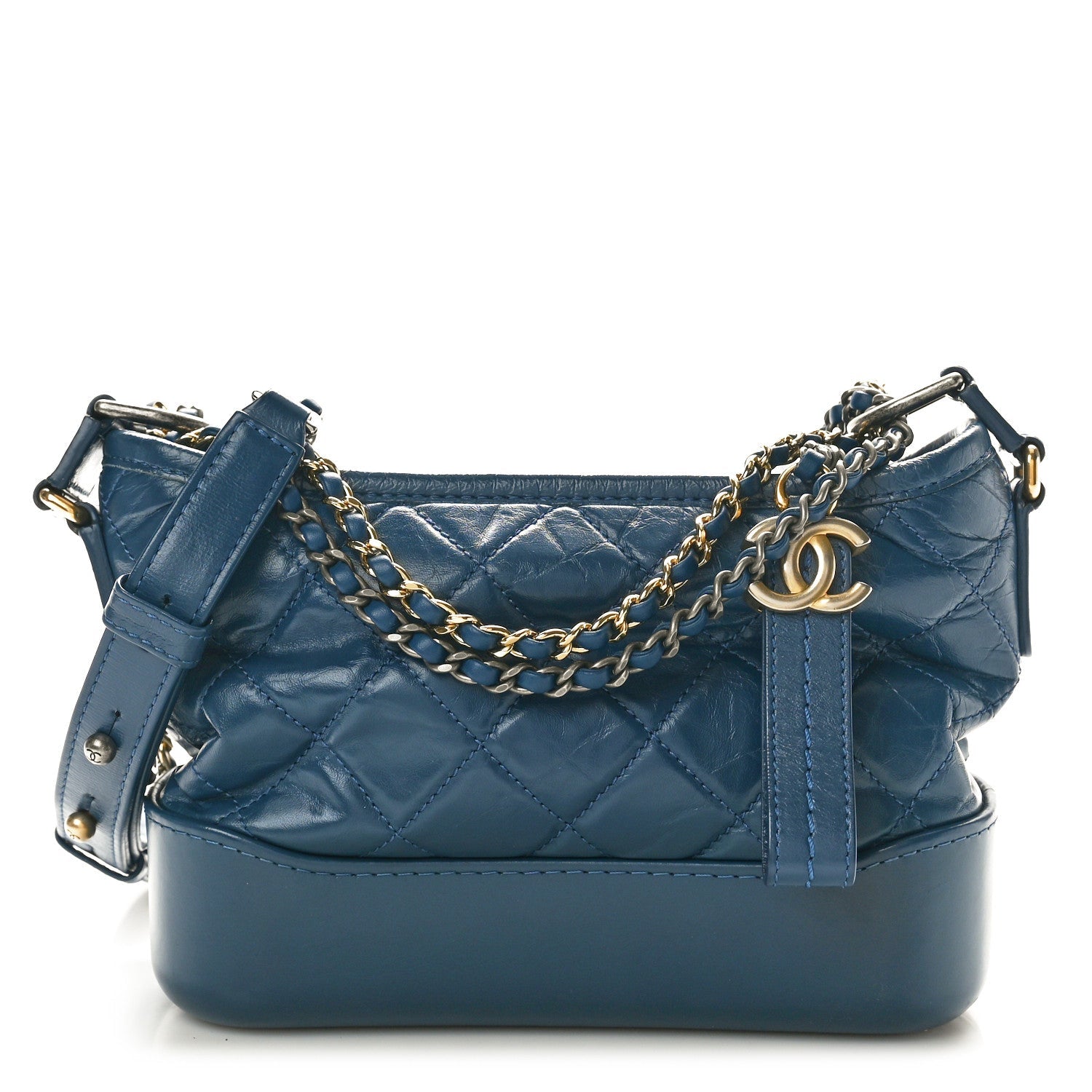 Aged Calfskin Quilted Small Gabrielle Hobo Blue