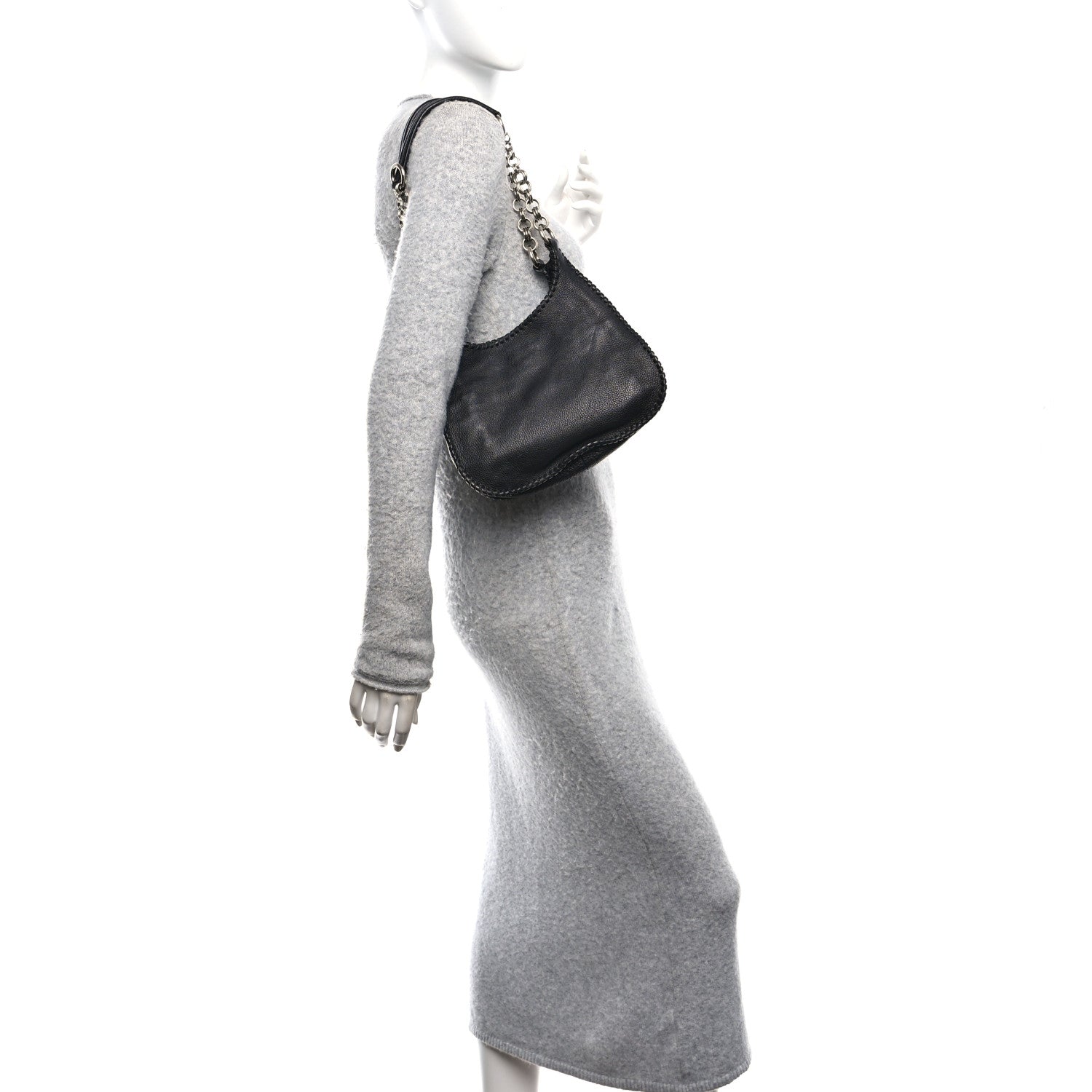 Vitello Daino Chain Braided Hobo Black