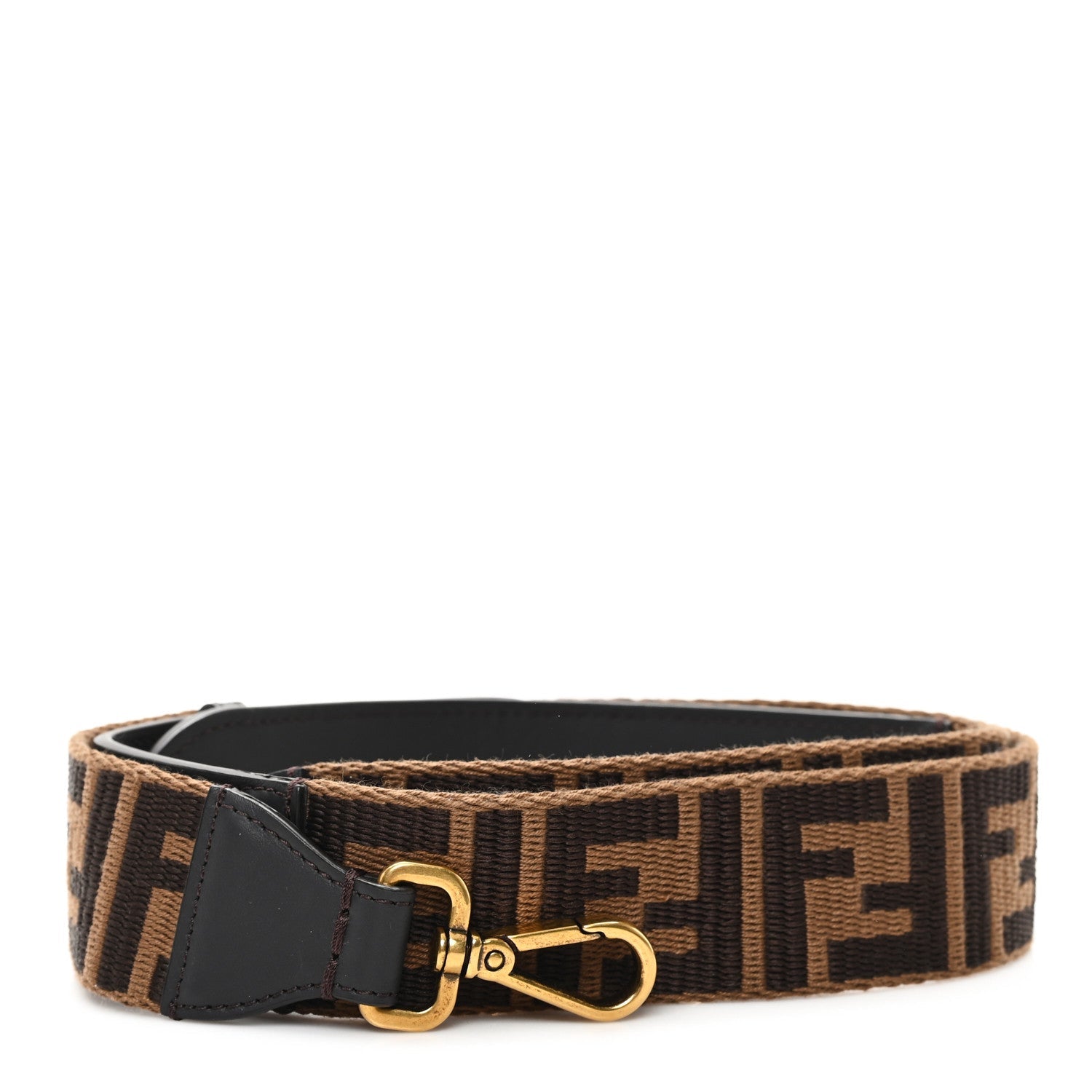 Ribbon Vitello Century FF 1974 Flat Studded Strap You Fango Marrone Ebano