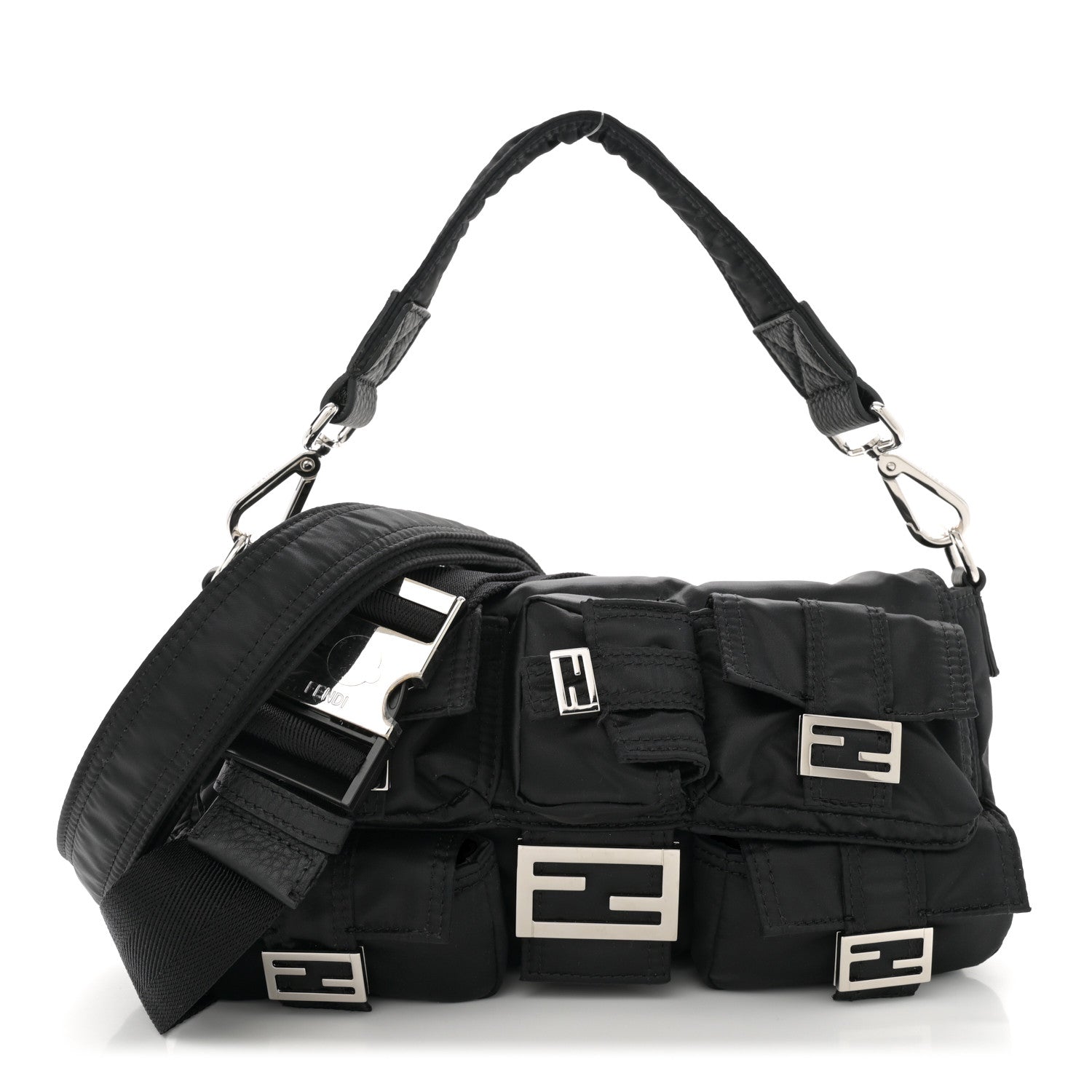 Econyl Cuoio Romano Multipocket Baguette Black