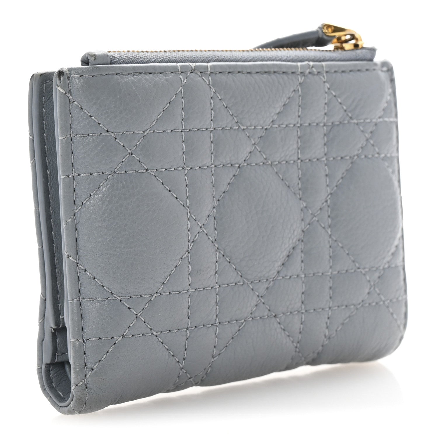 Grained Calfskin Supple Cannage Caro Dahlia Wallet Cloud Blue