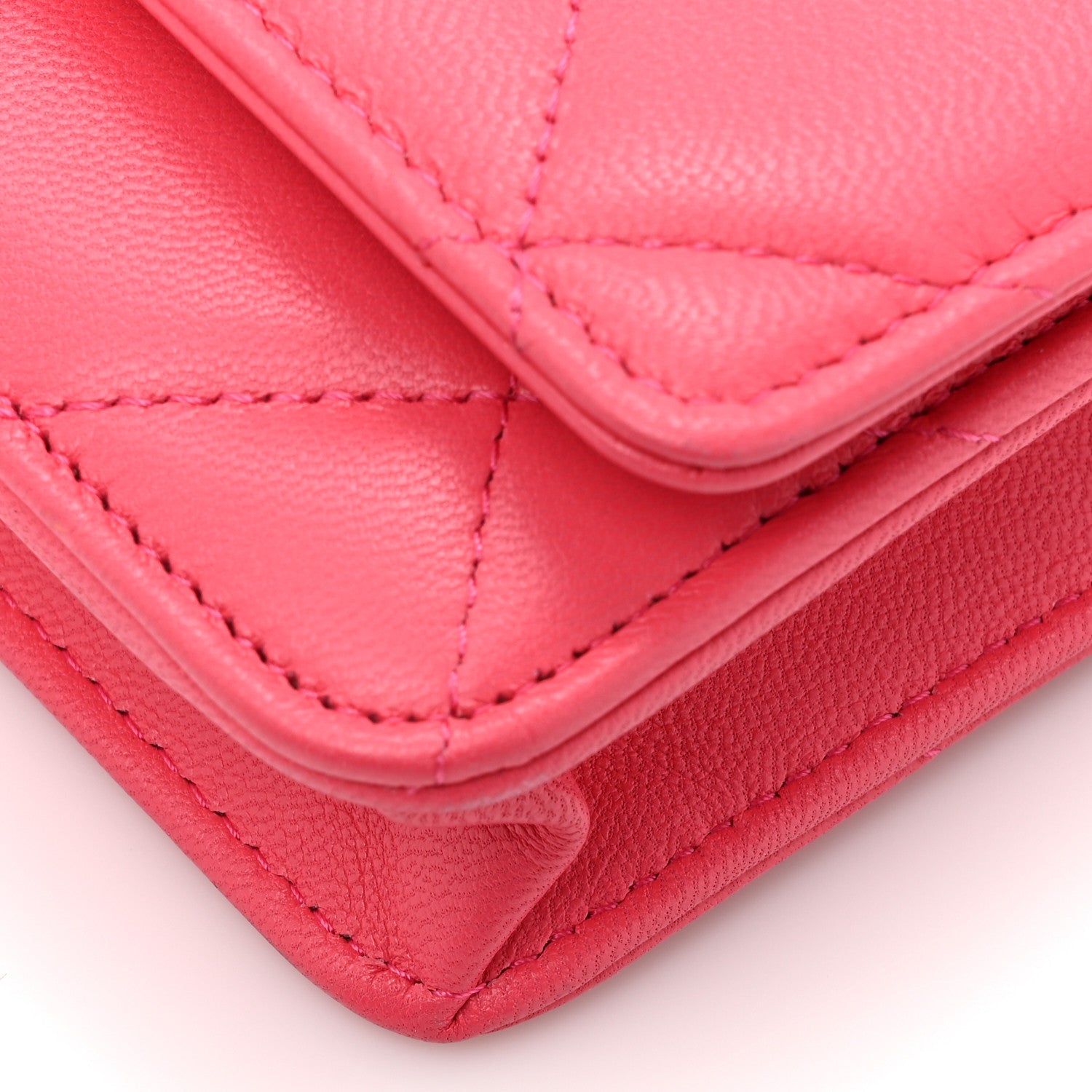 Lambskin Quilted Chanel 19 Wallet On Chain WOC Dark Pink