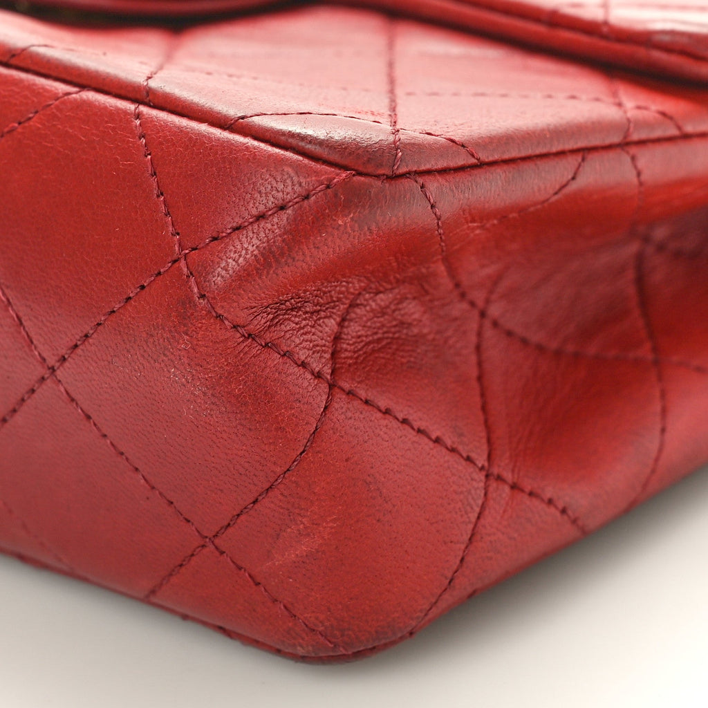 Lambskin Quilted Mini Square Flap Red