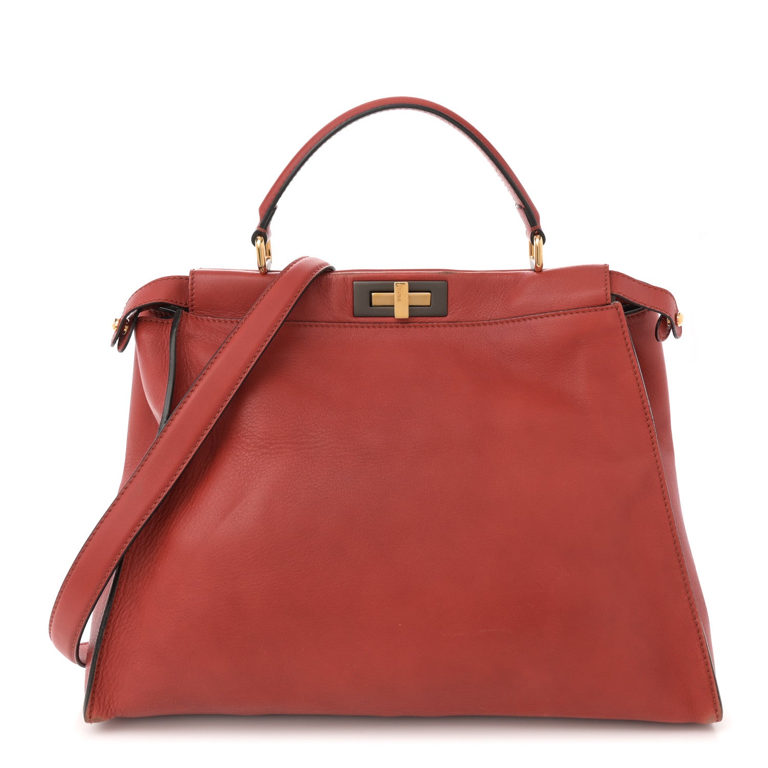 Vitello Suede Large Peekaboo Iconic Satchel Terra di Siena