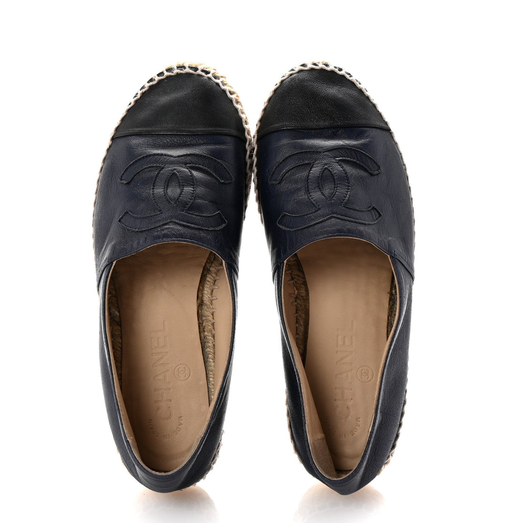 Lambskin CC Espadrilles 36 Navy Black