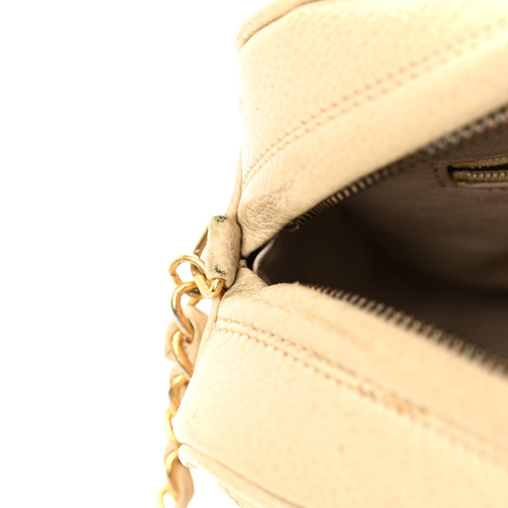 Caviar Quilted Camera Case Beige Clair