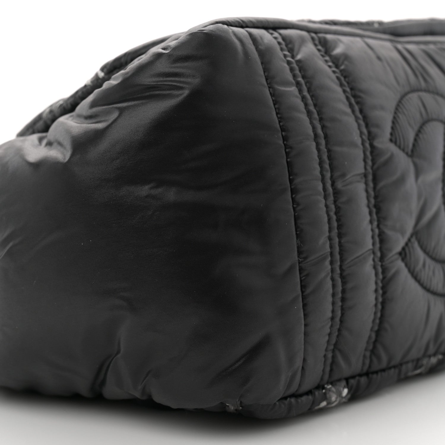 Nylon Quilted Tweed Stitch Bubble Accordion Flap Black