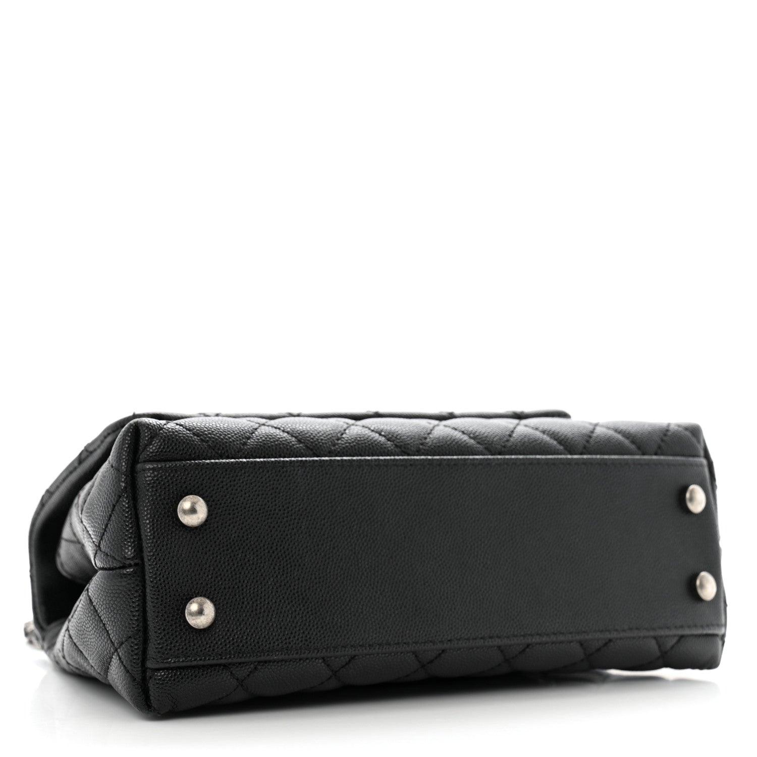 Caviar Lizard Embossed Quilted Mini Coco Handle Flap Black