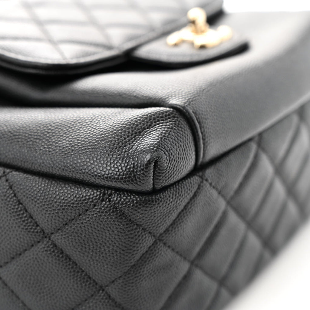 Caviar Quilted Medium Zip Around Backpack Black