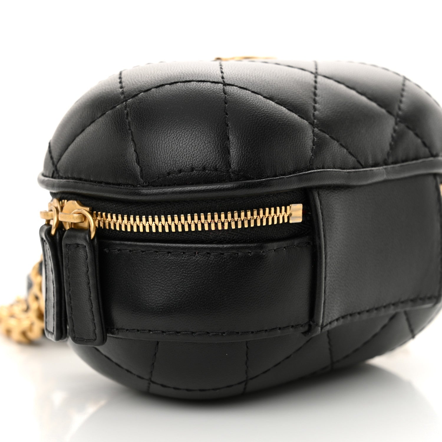 Lambskin Quilted Small CC Bubble Vanity Case With Chain Black