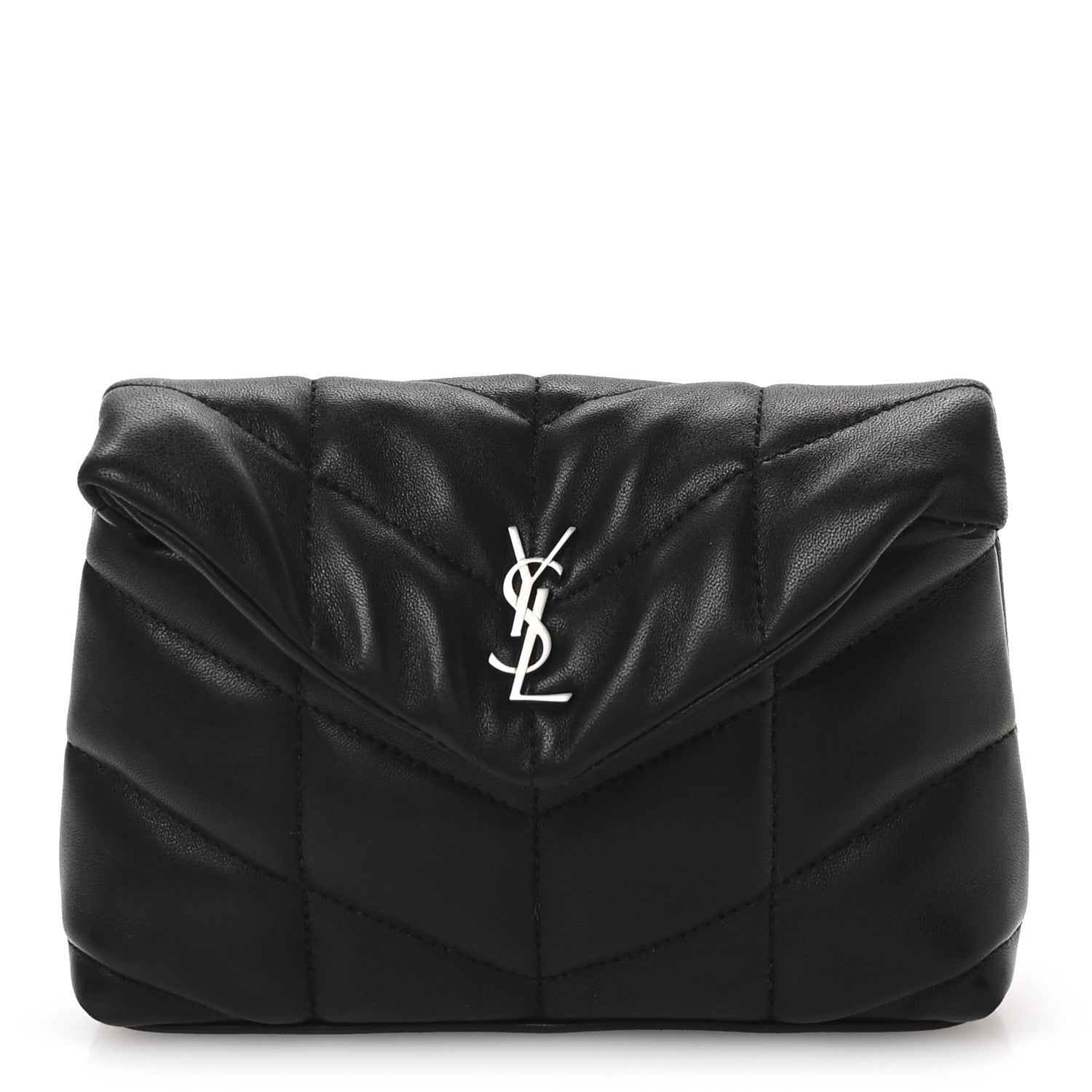 Lambskin Monogram Loulou Puffer Pouch Clutch Black