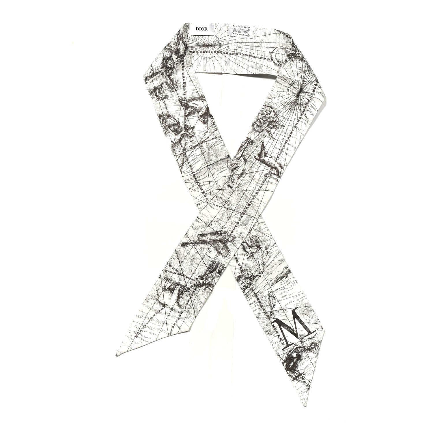 Silk ABCDior "M" Mitzah Scarf  Gris Anthracite