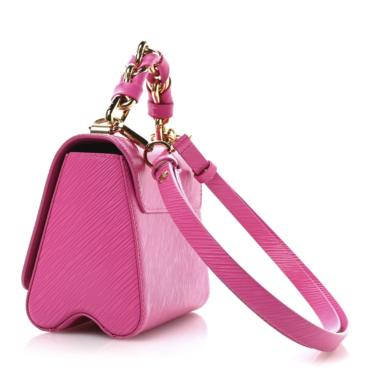 Epi Twist Braided Chain Shoulder Bag PM Rose Miami Pink
