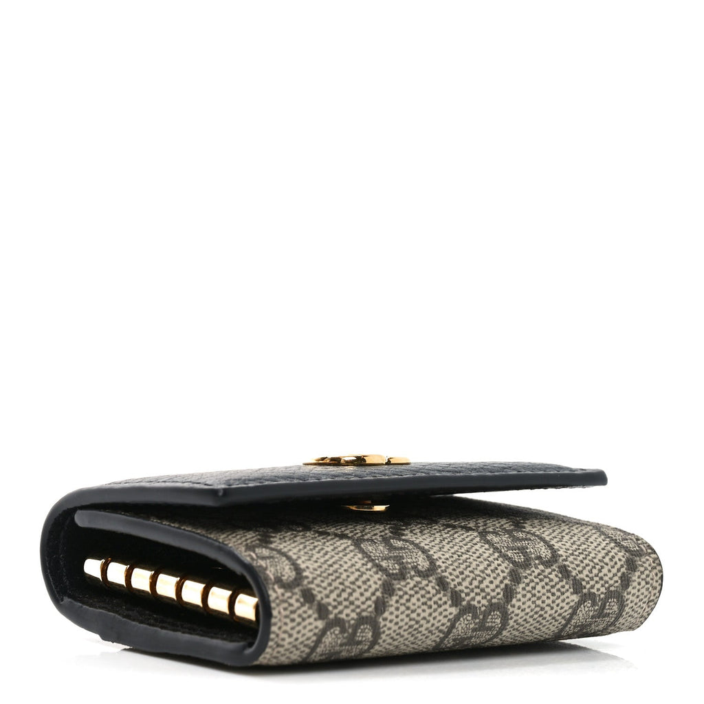 Dollar Calfskin GG Supreme Monogram GG Marmont 6 Key Holder Case Black Beige Ebony