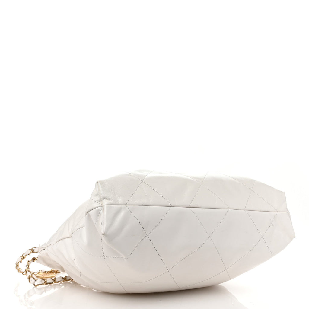 Shiny Calfskin Quilted Chanel 22 White