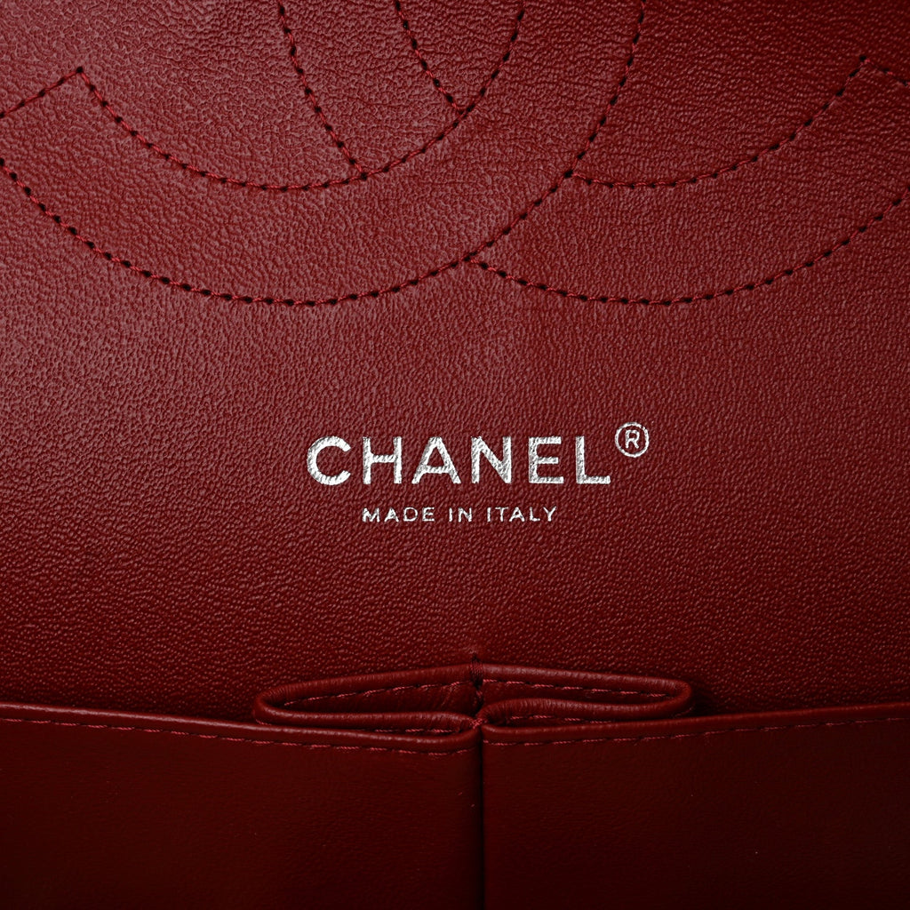 Caviar Quilted Jumbo Double Flap Dark Red