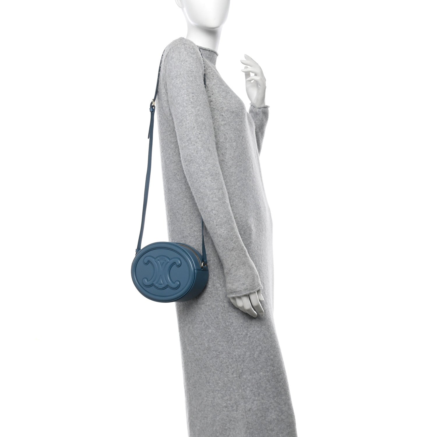 Smooth Calfskin Cuir Triomphe Oval Bag Denim