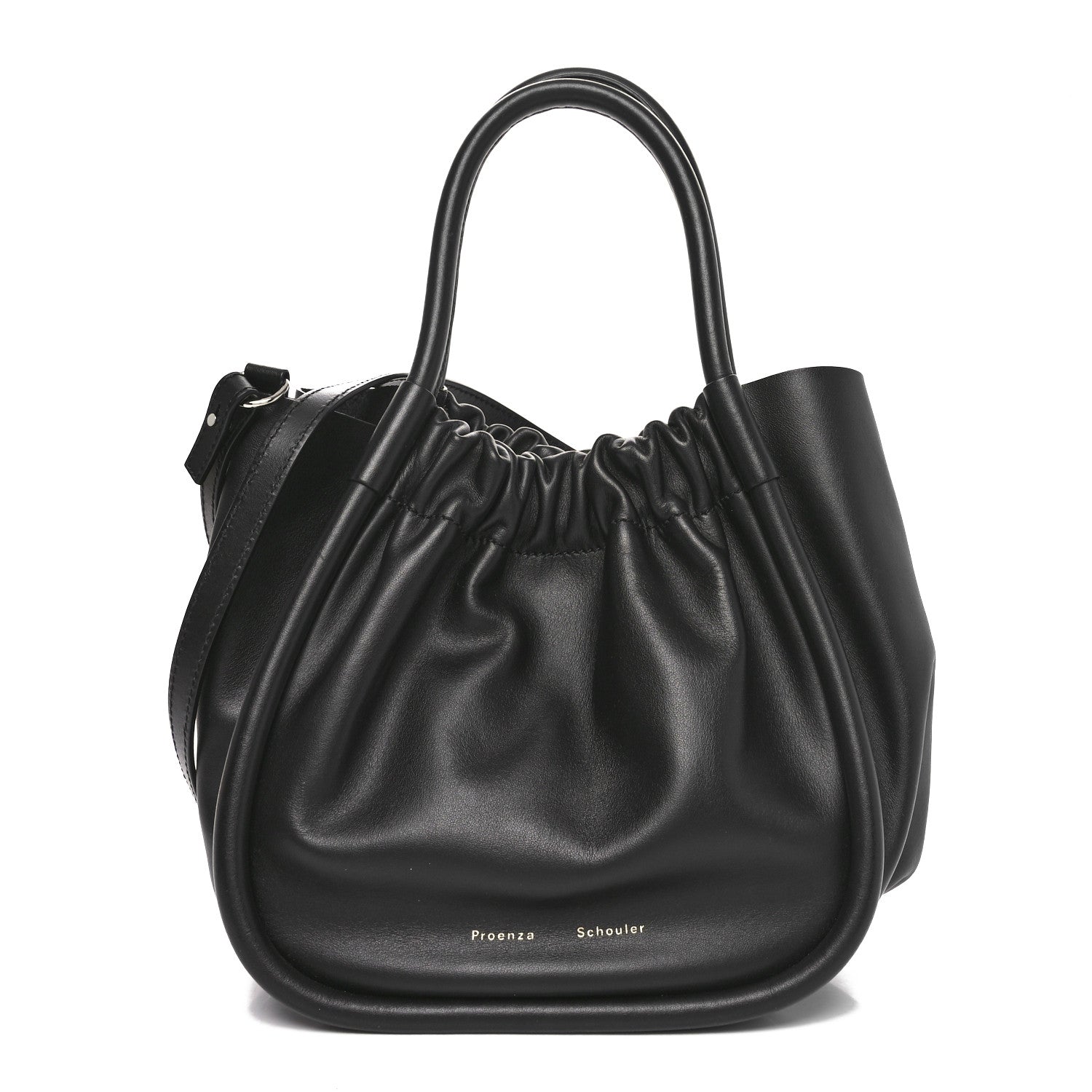 Calfskin Small Ruched Tote Black