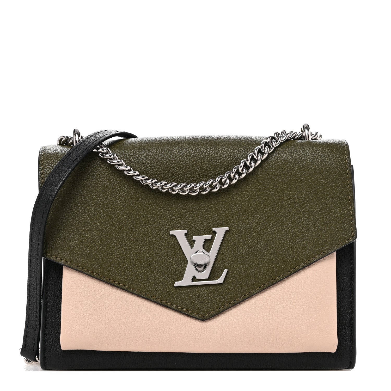 Soft Calfskin Mylockme Chain Bag BB Smokey Brown Green