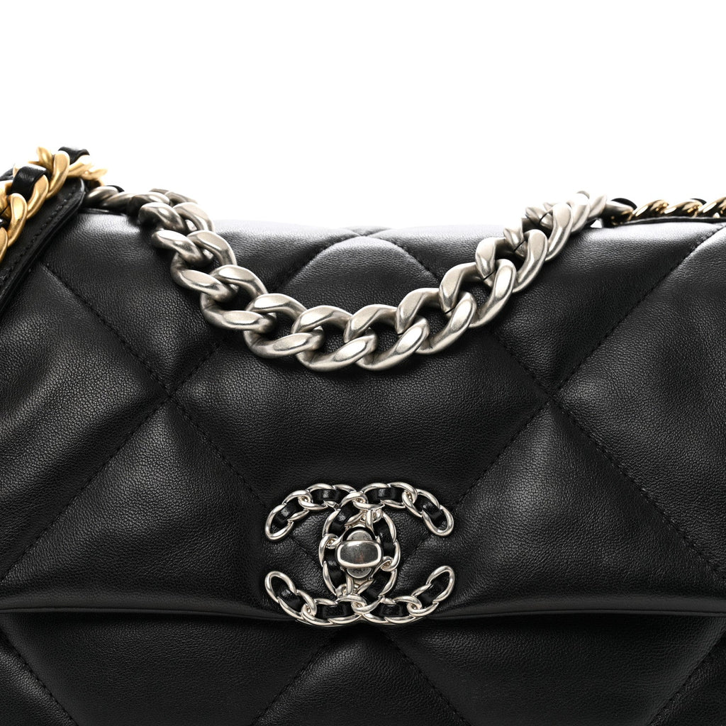 Lambskin Quilted Medium Chanel 19 Flap Black