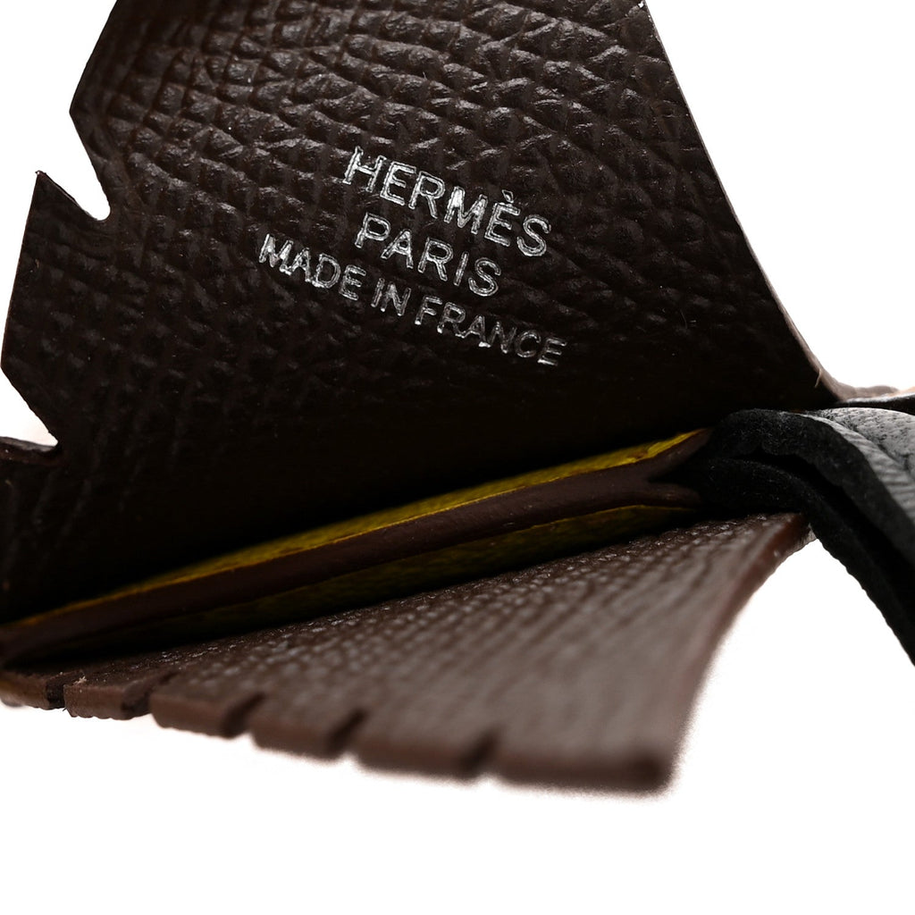 Epsom Swift Chevre Mysore Birdy Bag Charm Jaune Ambre Black Biscuit