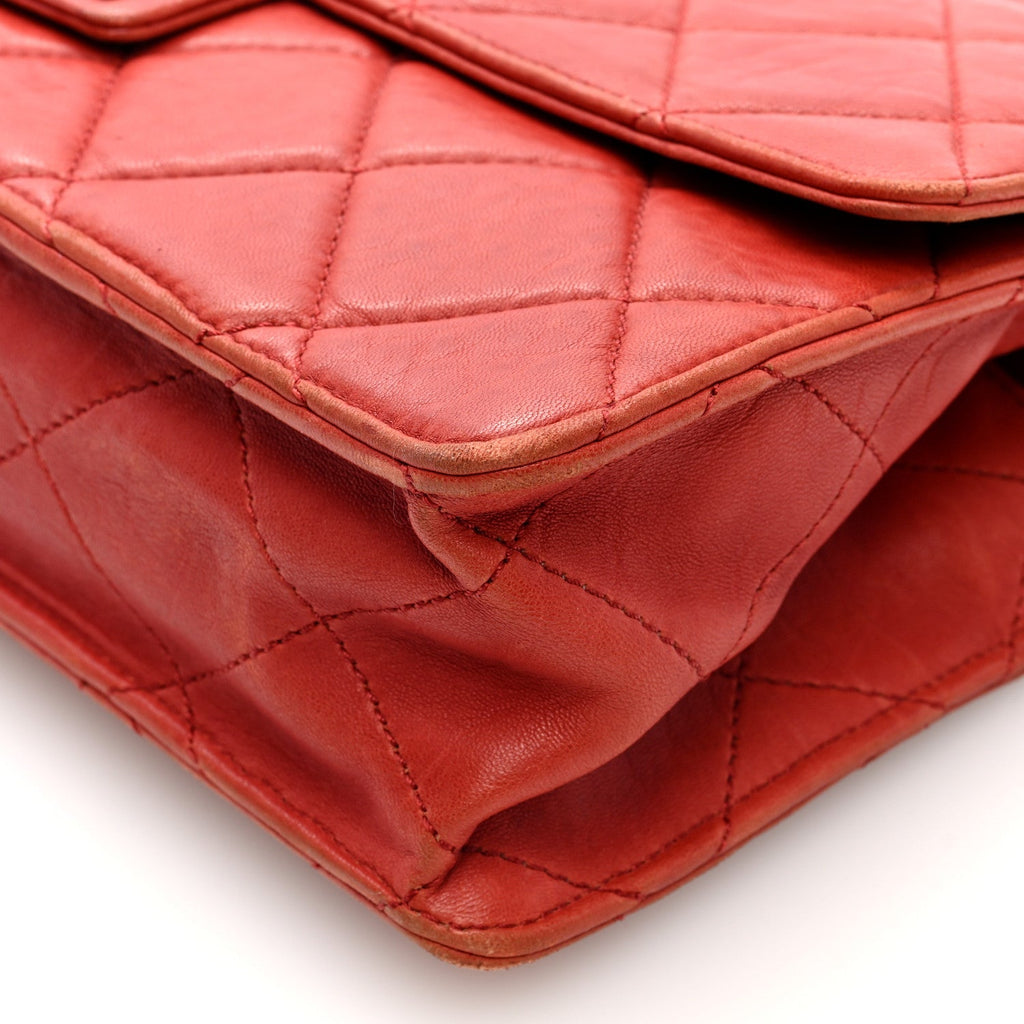 Washed Lambskin Jumbo Take Away Flap Red