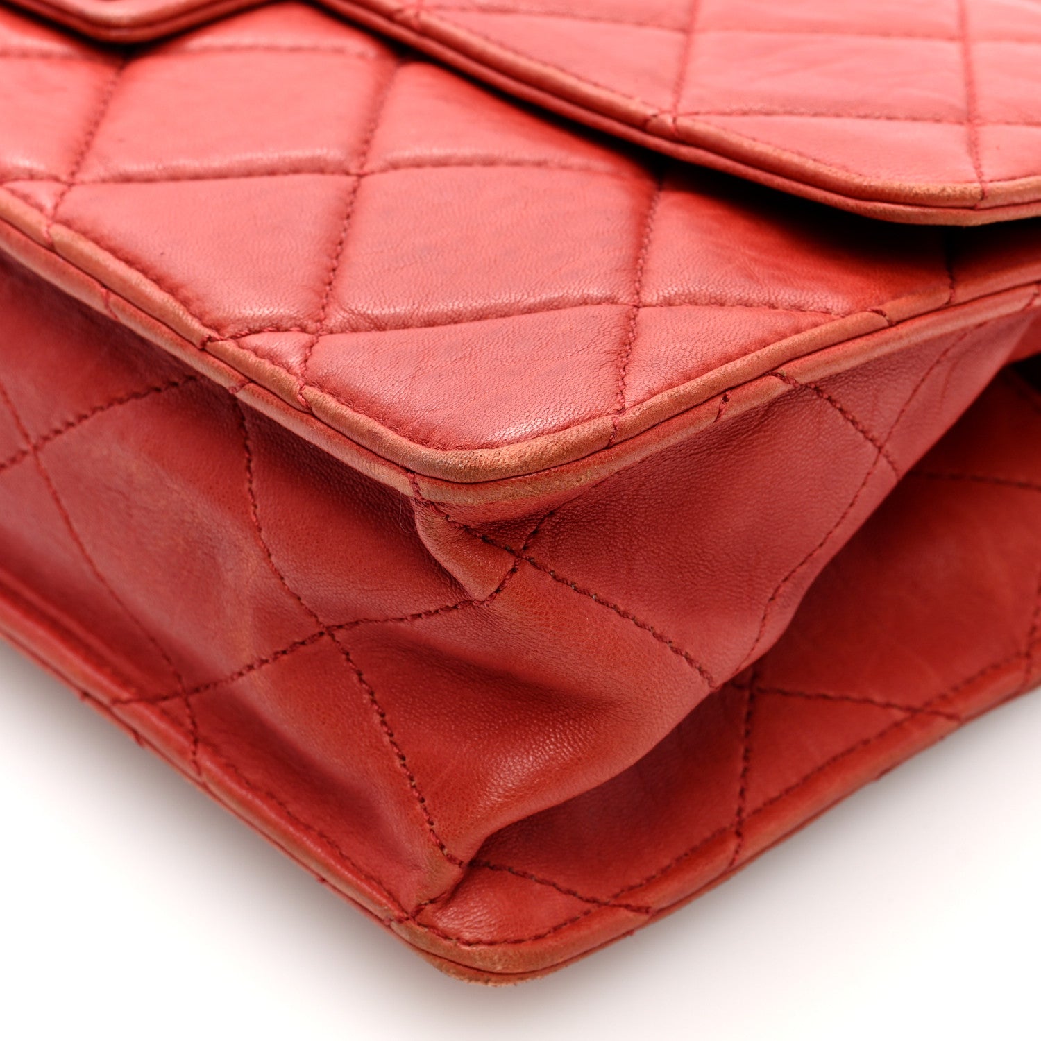 Washed Lambskin Jumbo Take Away Flap Red