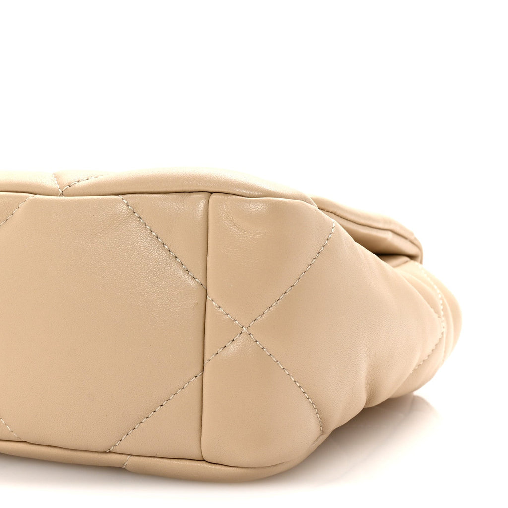 Lambskin Quilted Medium Chanel 19 Flap Beige