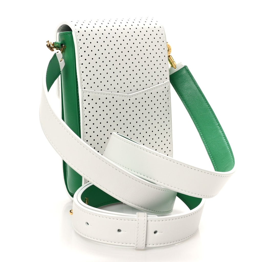 X CASABLANCA Calfskin Serpenti Forever Apres Vertical Pochette Tennis Green White