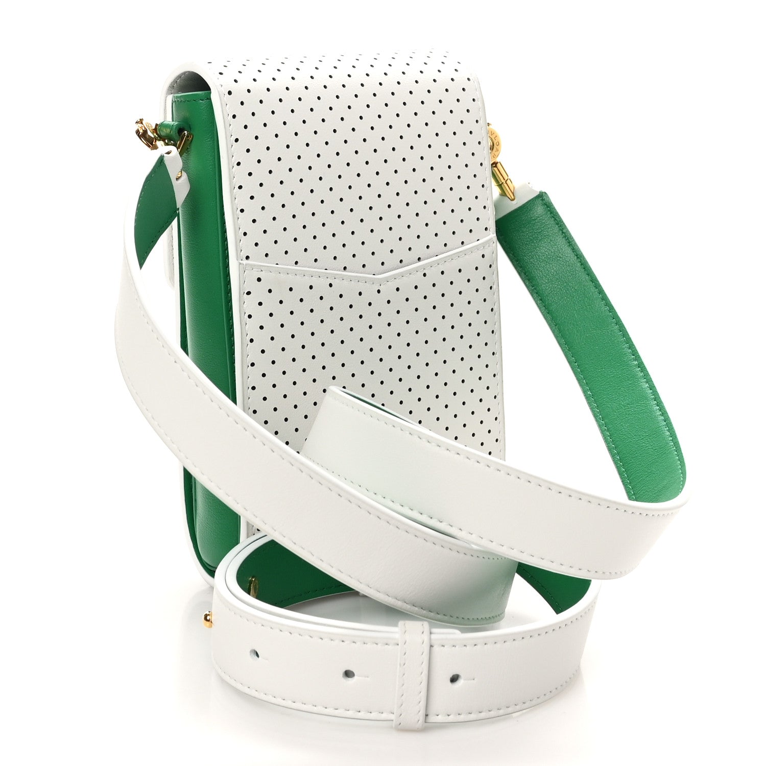 X CASABLANCA Calfskin Serpenti Forever Apres Vertical Pochette Tennis Green White