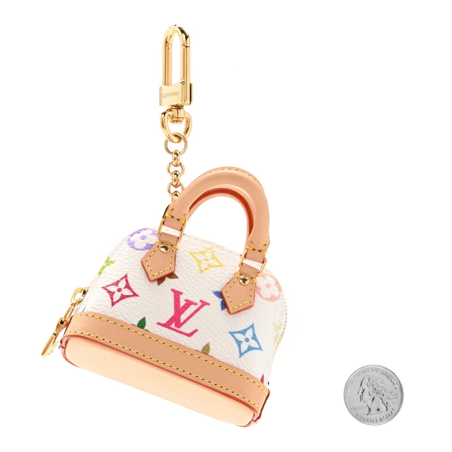 LV x TM Monogram Multicolor Micro Alma Bag Charm White