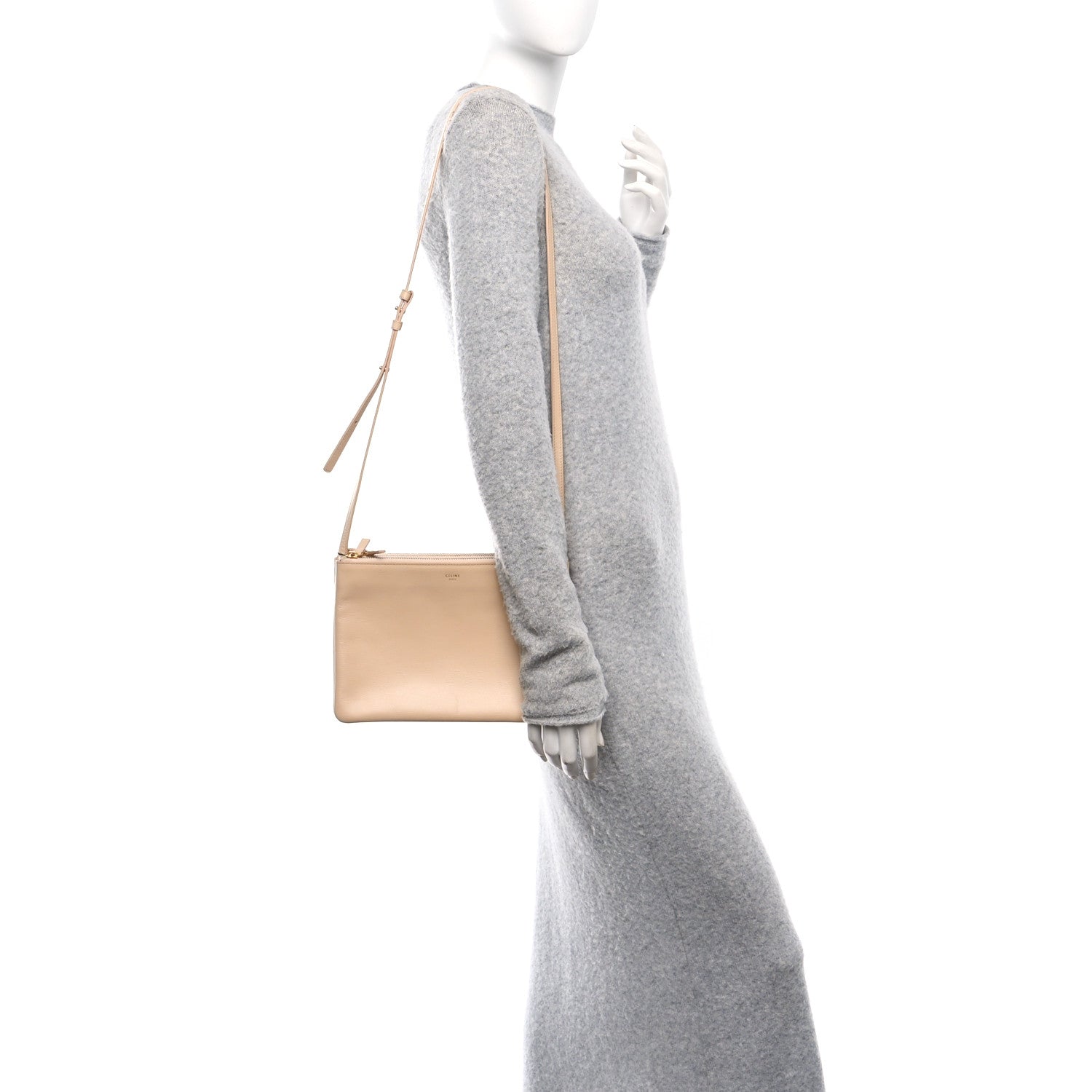Liege Calfskin Large Trio Crossbody Bag Nude