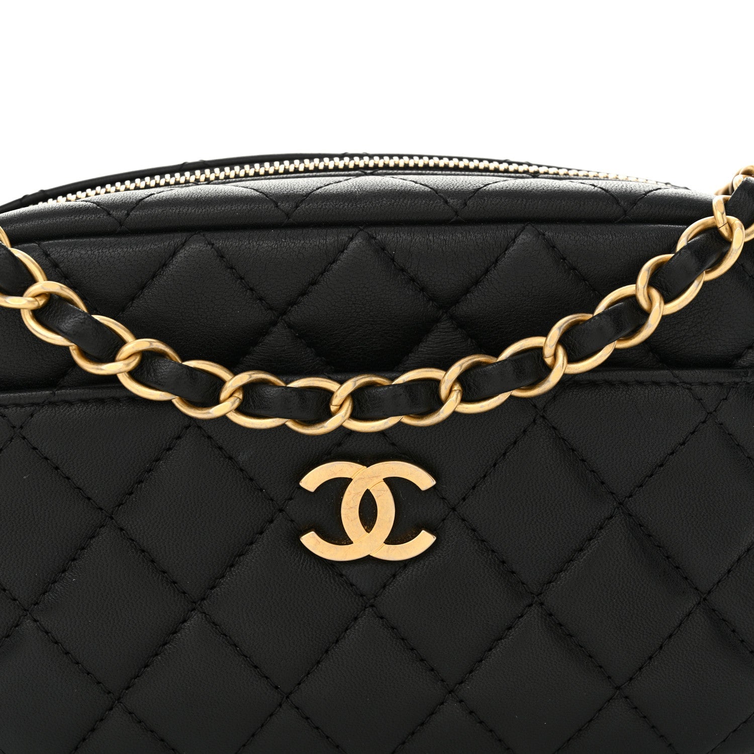 Lambskin Quilted Camera Bag Black