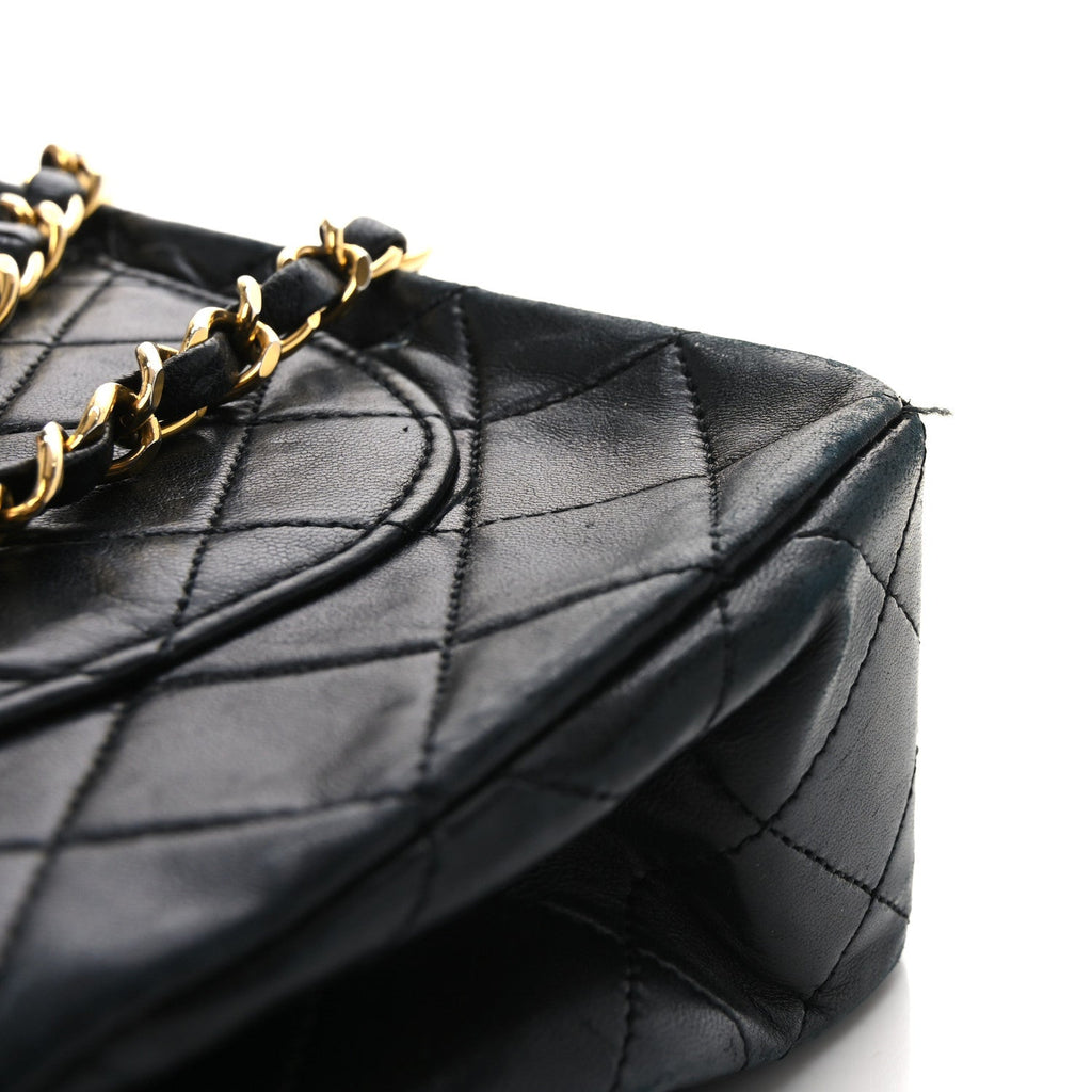 Lambskin Quilted Small Double Flap Black
