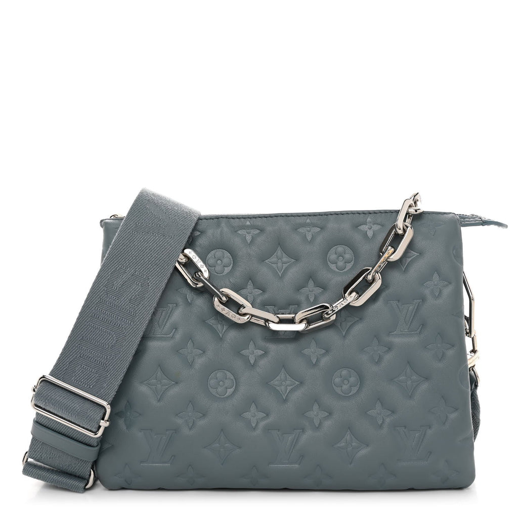Lambskin Embossed Monogram Coussin PM Blue Glacier