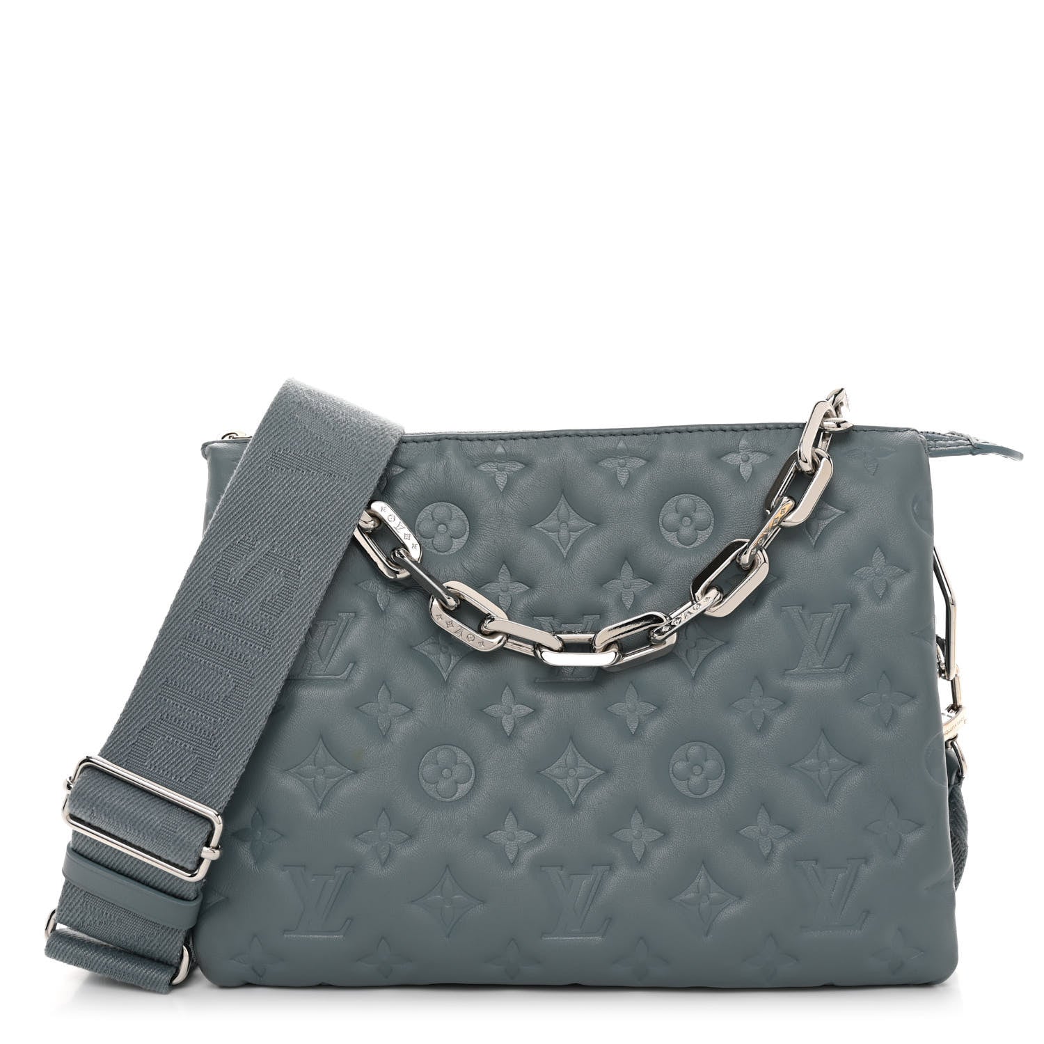 Lambskin Embossed Monogram Coussin PM Blue Glacier