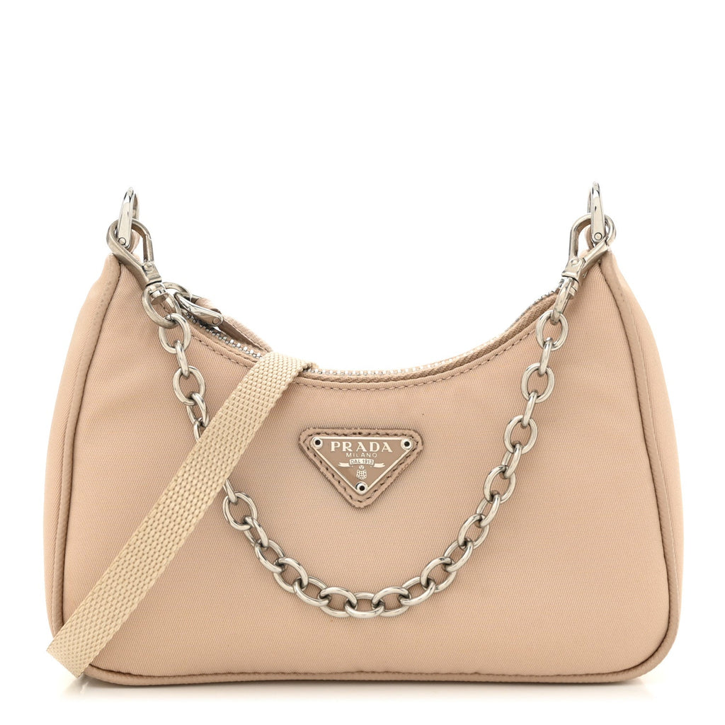 Tessuto Nylon Saffiano Mini Re-Edition 2000 Shoulder Bag Cammeo