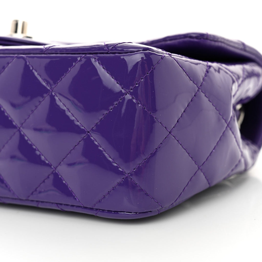 Patent Quilted Mini Rectangular Flap Purple
