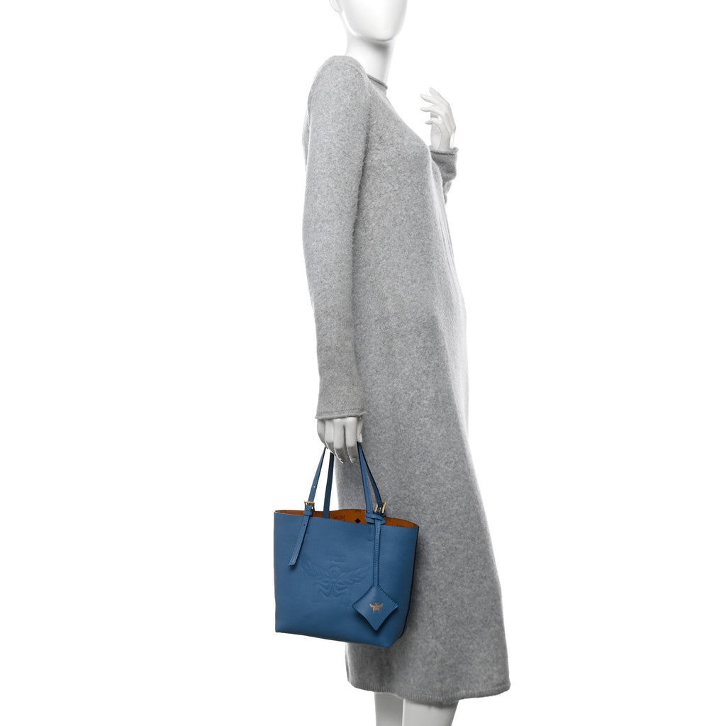 Grained Calfskin Visetos Himmel Reversible Tote Blue Heaven