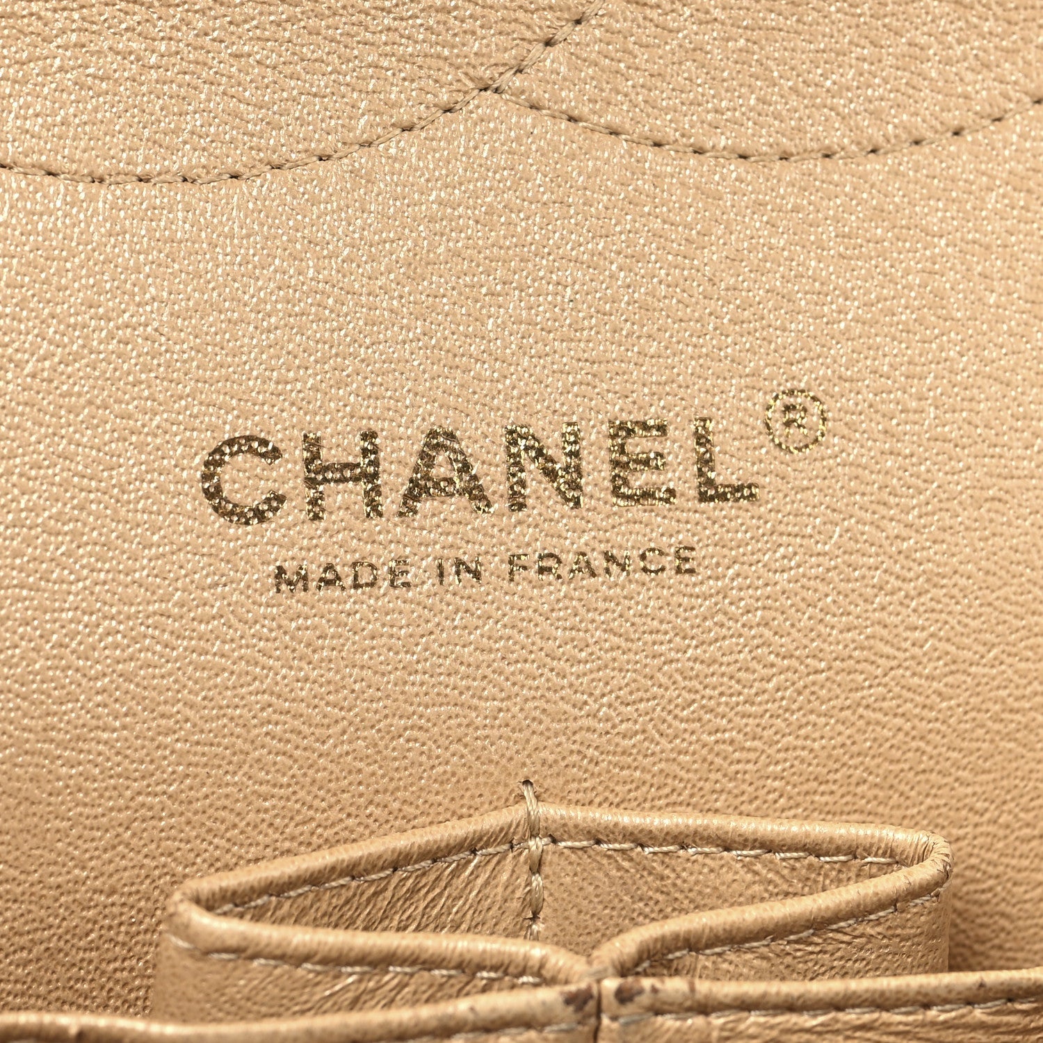 Iridescent Caviar Quilted Jumbo Double Flap Beige