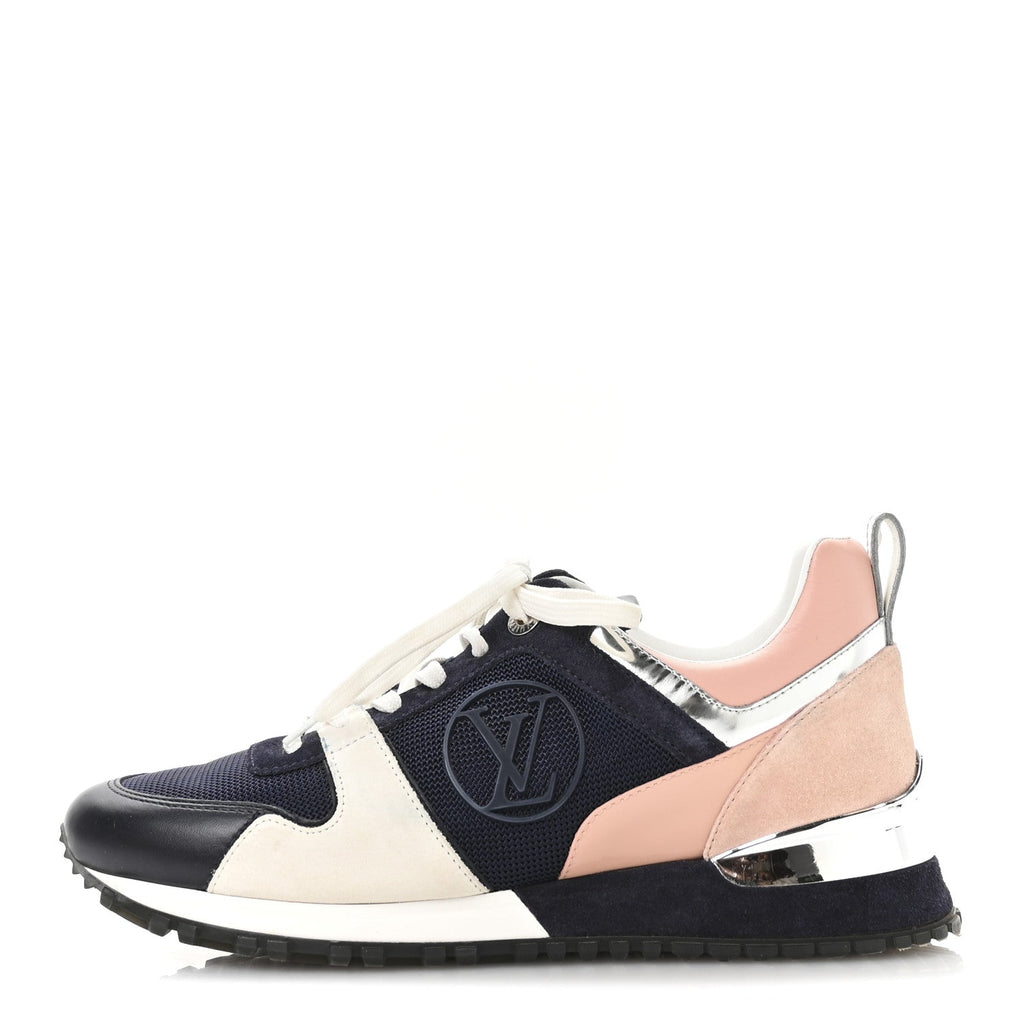 Suede Calfskin Run Away Sneakers 37.5 Blue Pink White