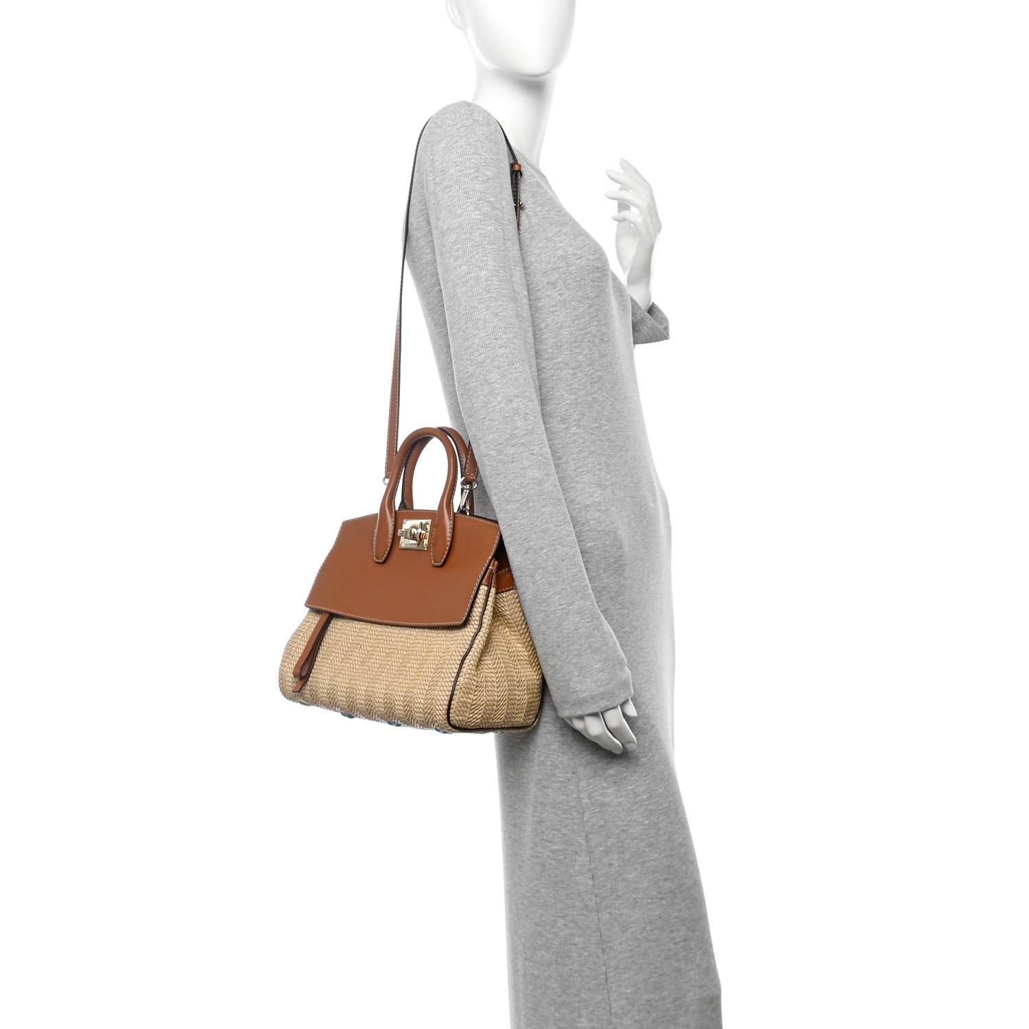 Wicker Calfskin Medium The Studio Bag Naturale Brown
