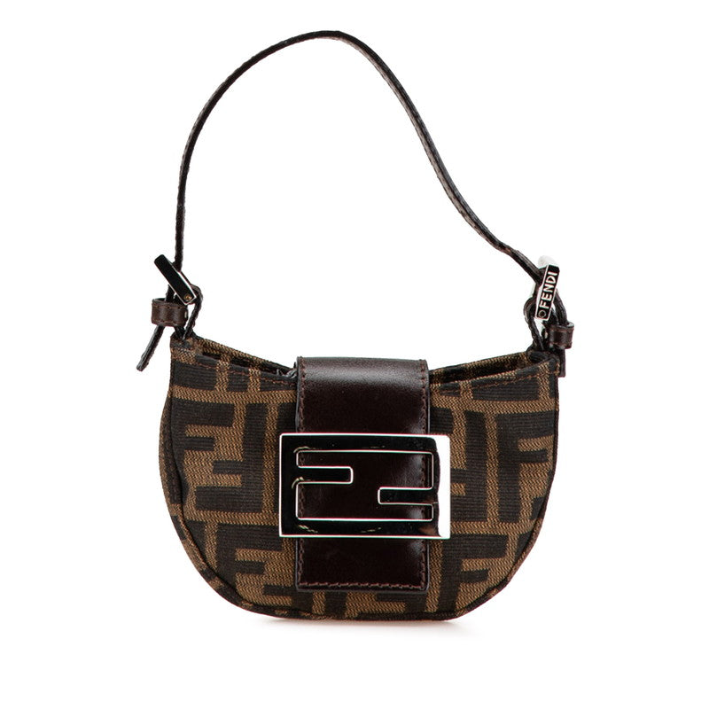 Fendi Mini Croissant Zucca Canvas Leather Handbag