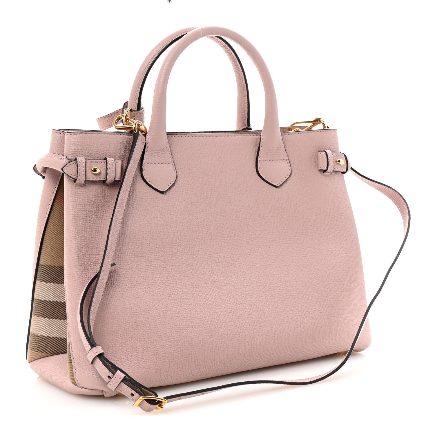 Derby Calfskin House Check Medium Banner Tote Pale Orchid