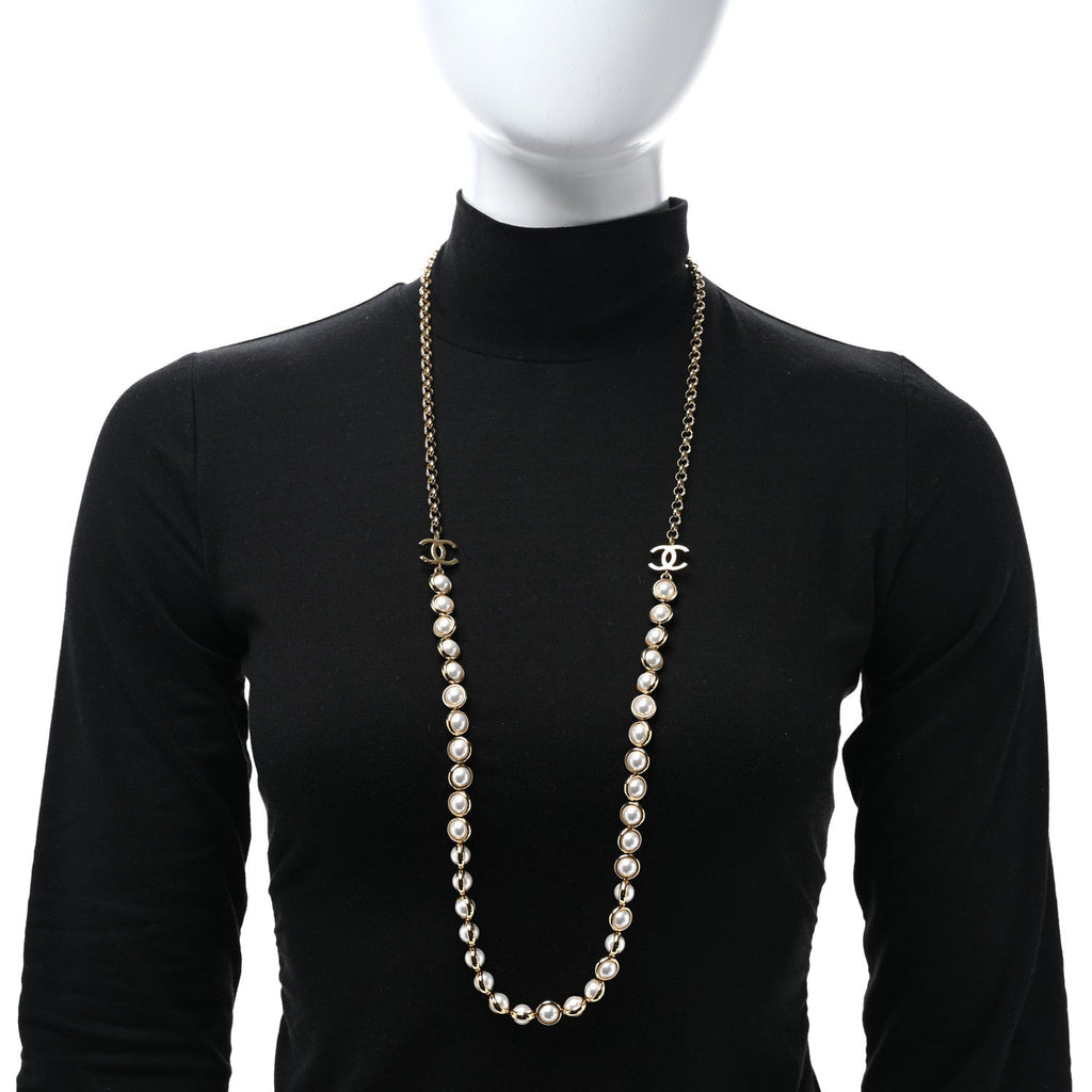 Pearl CC Necklace Gold