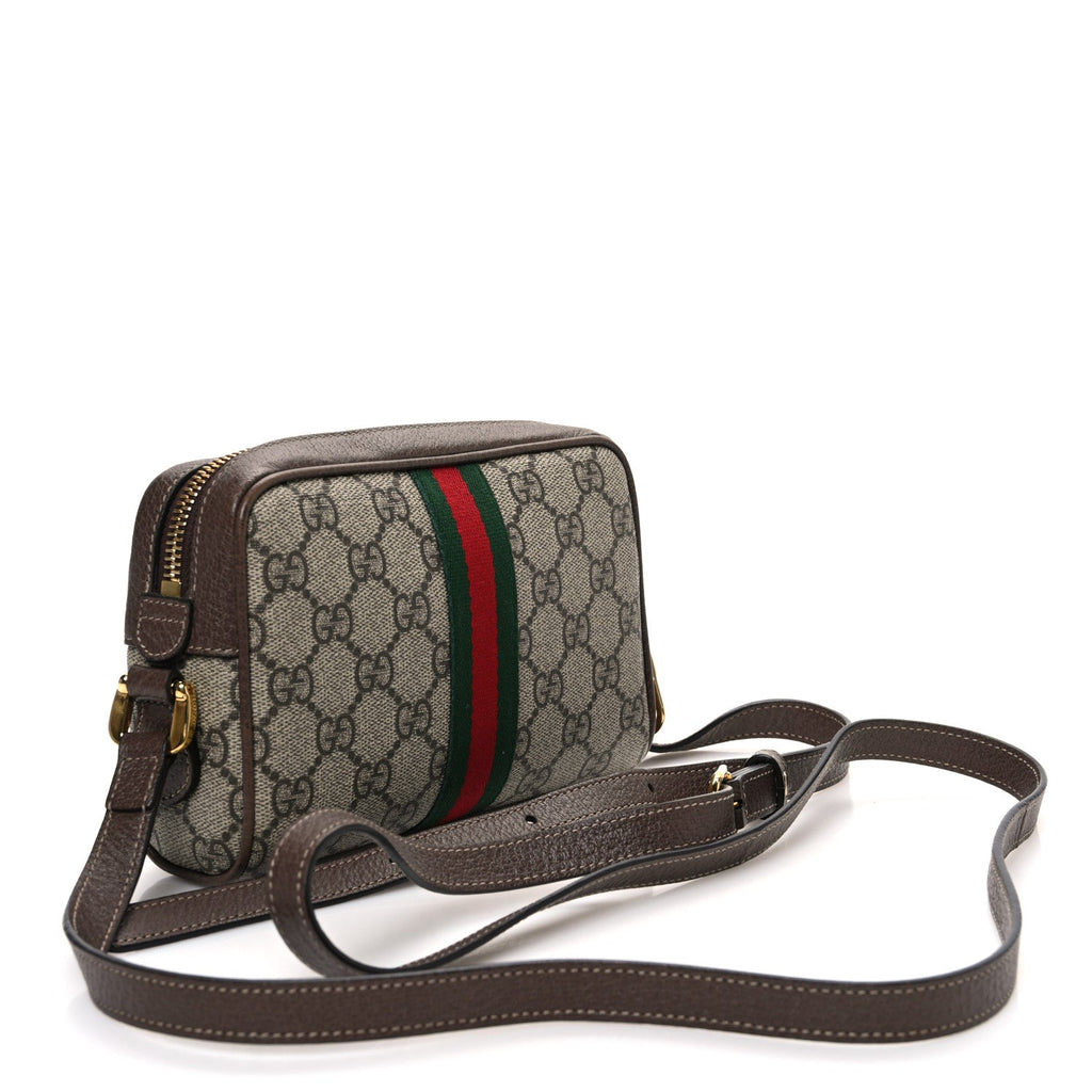 GG Supreme Monogram Web Mini Ophidia Shoulder Bag Brown