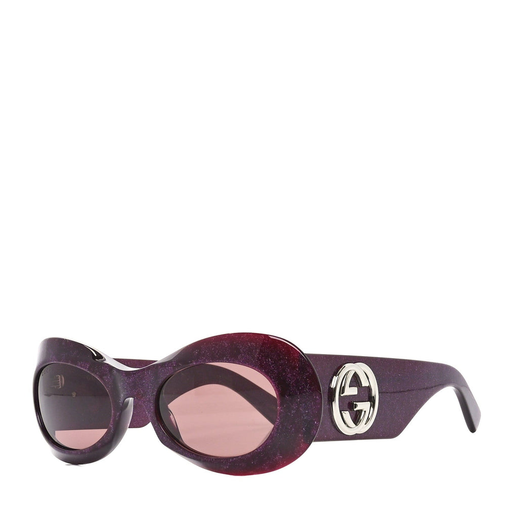 Acetate Glitter Oval Frame Sunglasses GG1696S Purple