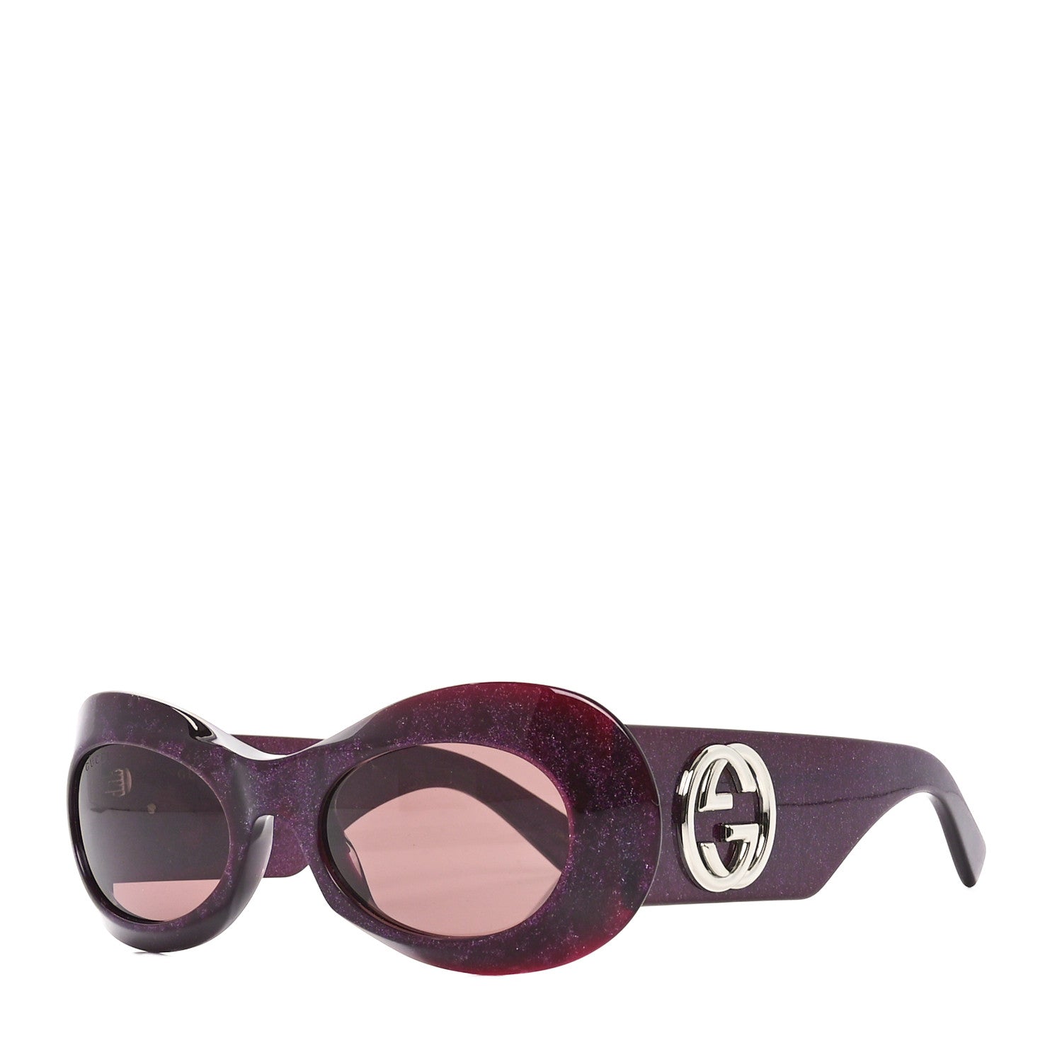 Acetate Glitter Oval Frame Sunglasses GG1696S Purple